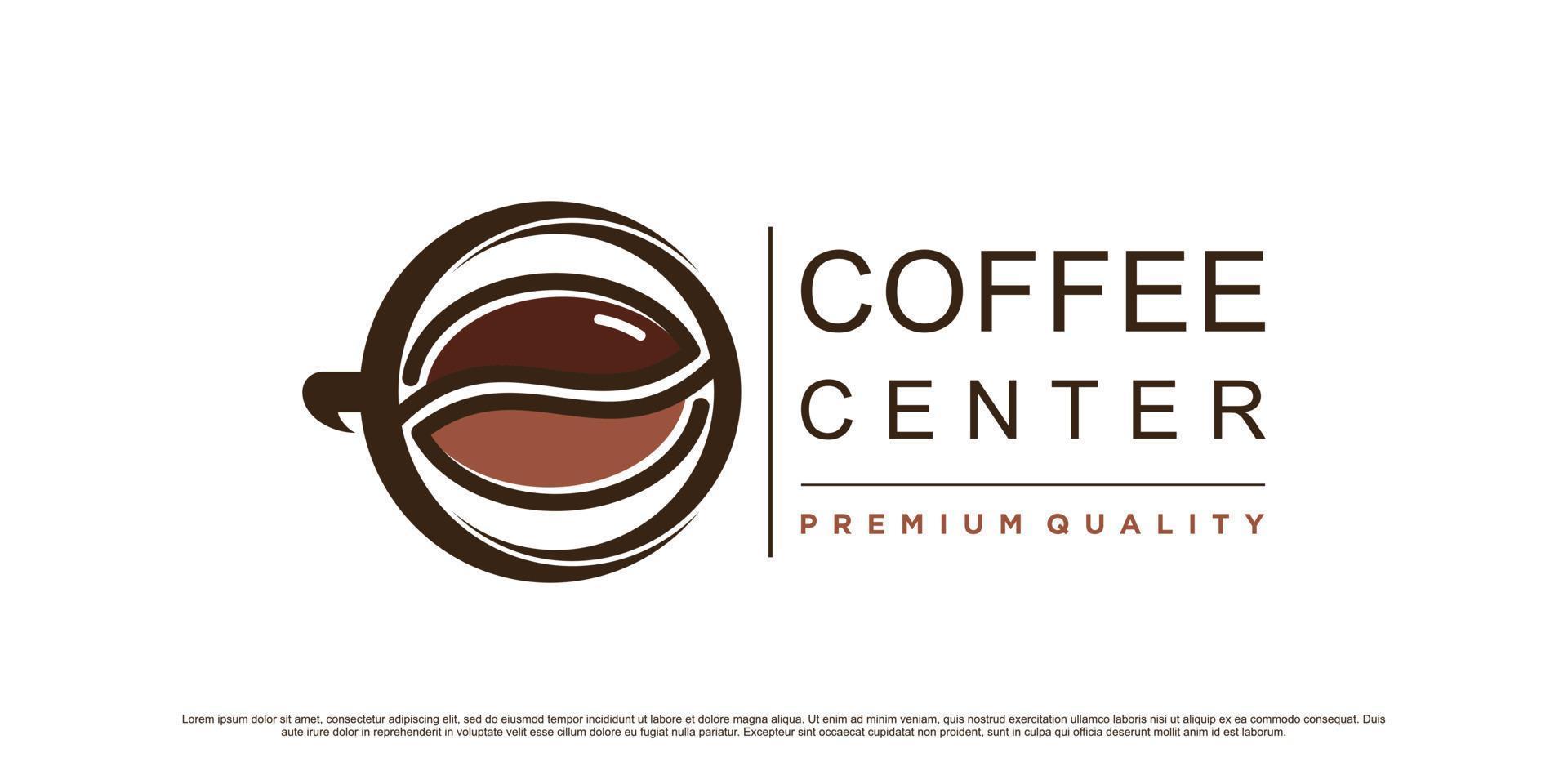 Coffee logo design template with pin point location and creative concept vector