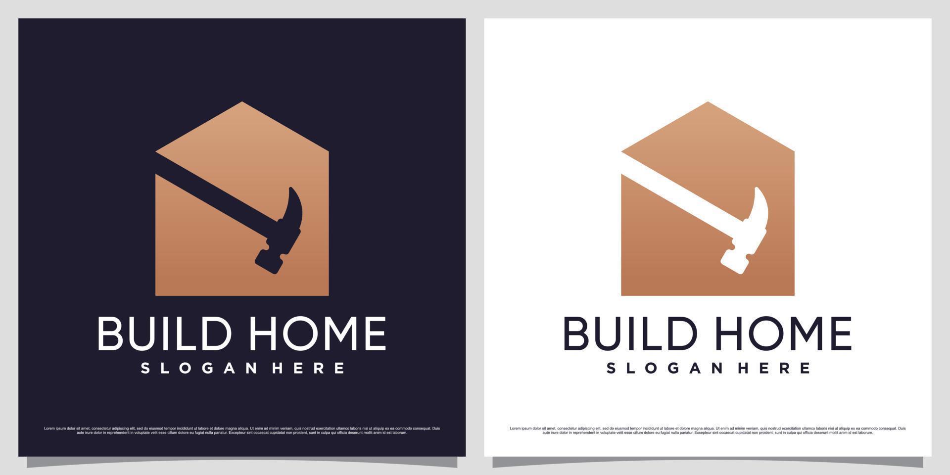 Home repair logo design template with creative element and unique concept vector