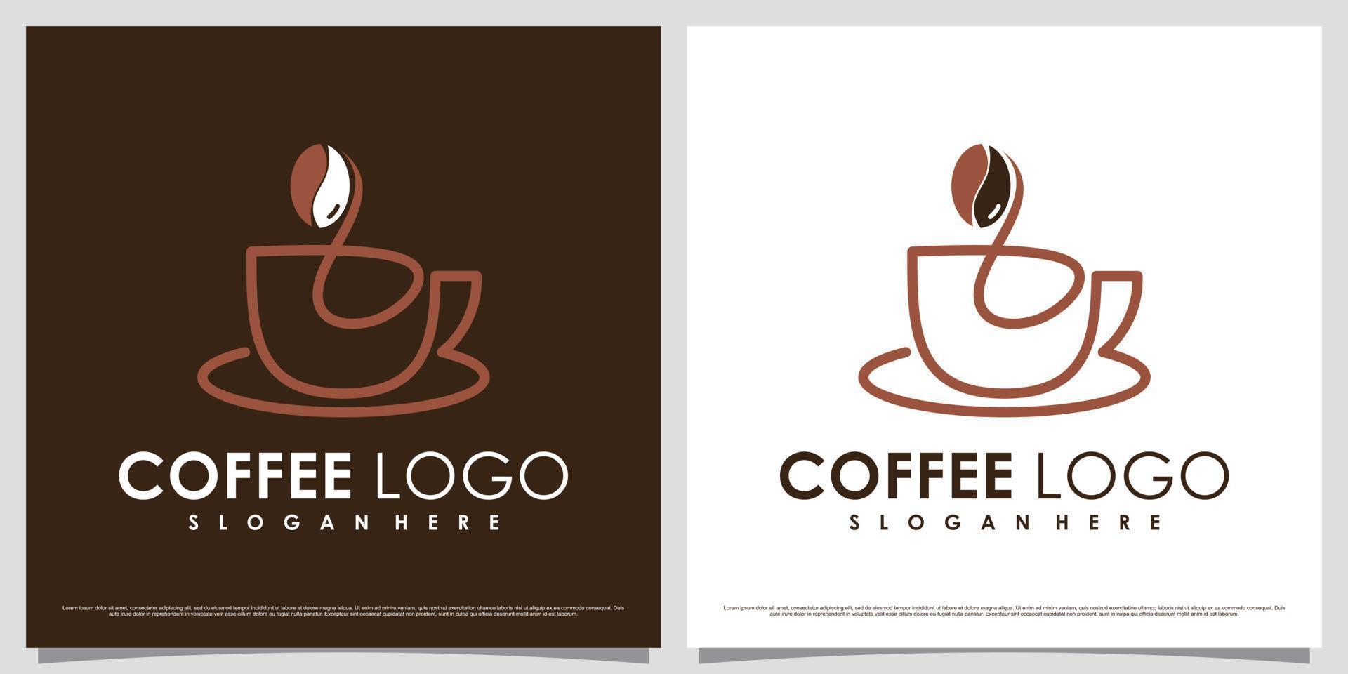 Coffee logo design template with creative element and unique concept vector