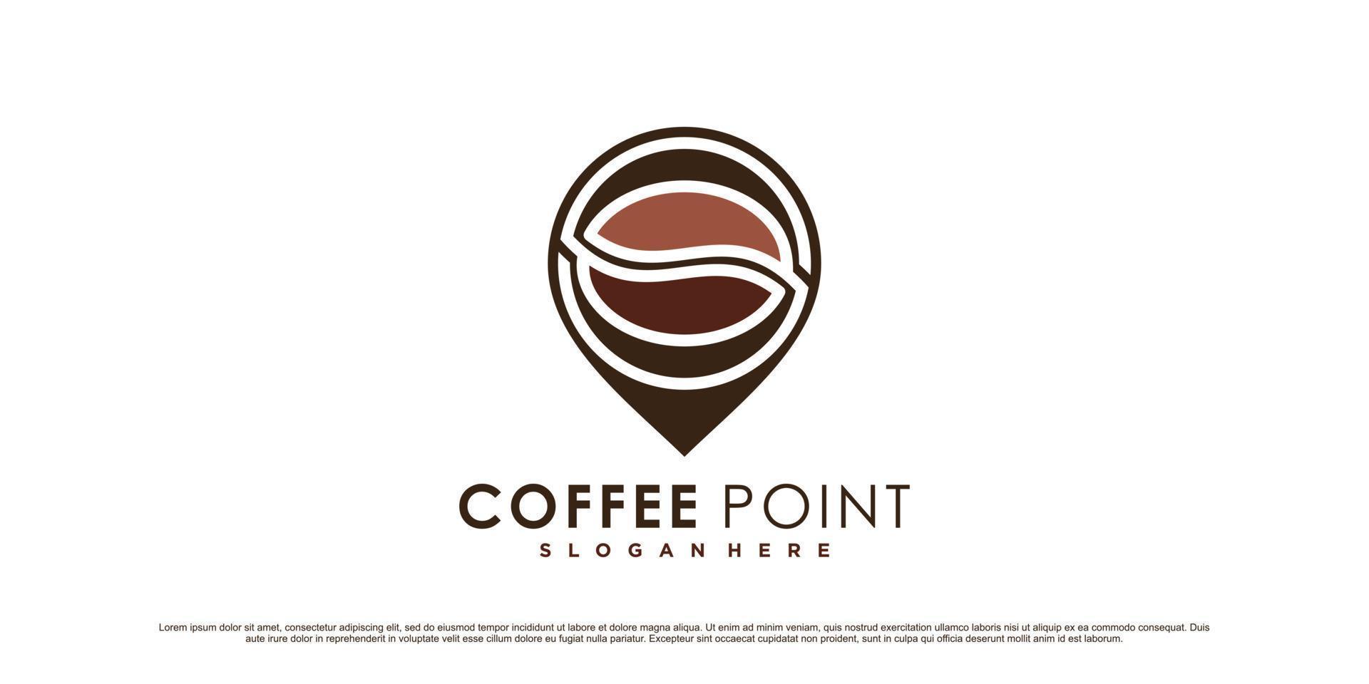 Coffee logo design template with pin point location and creative concept vector