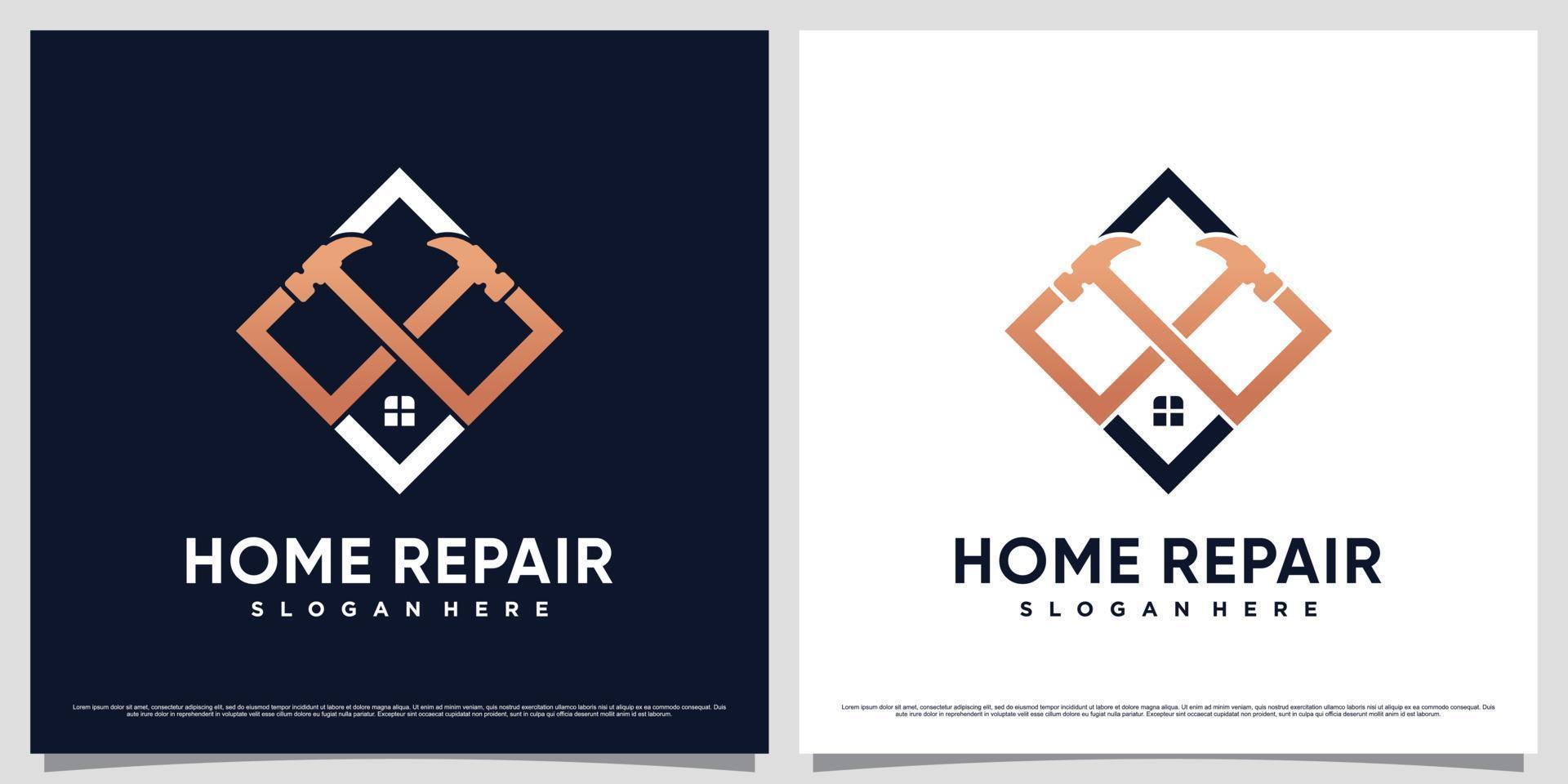 Home repair logo design template with creative element and unique concept vector