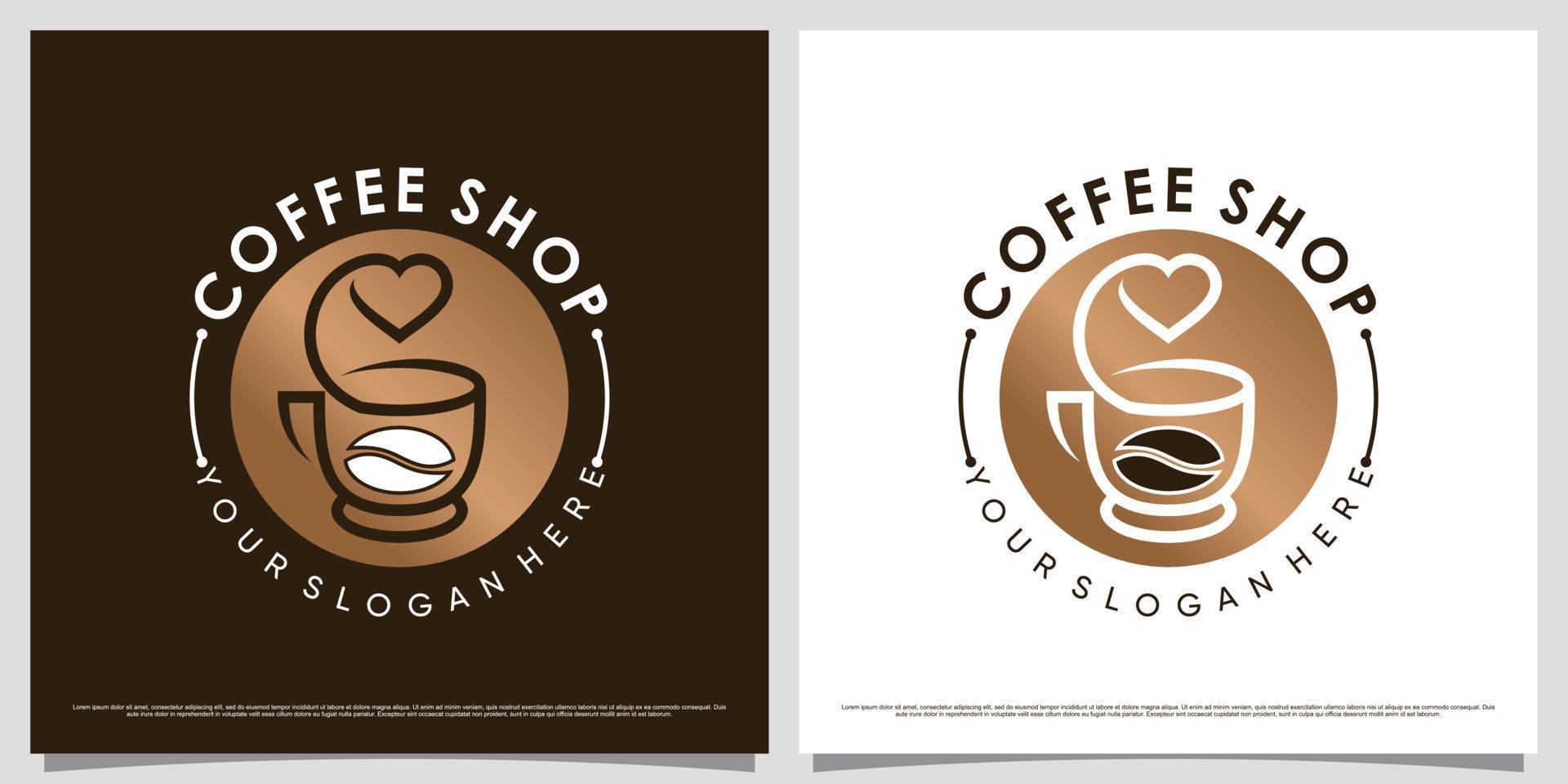 Coffee logo design template with creative element and unique concept vector