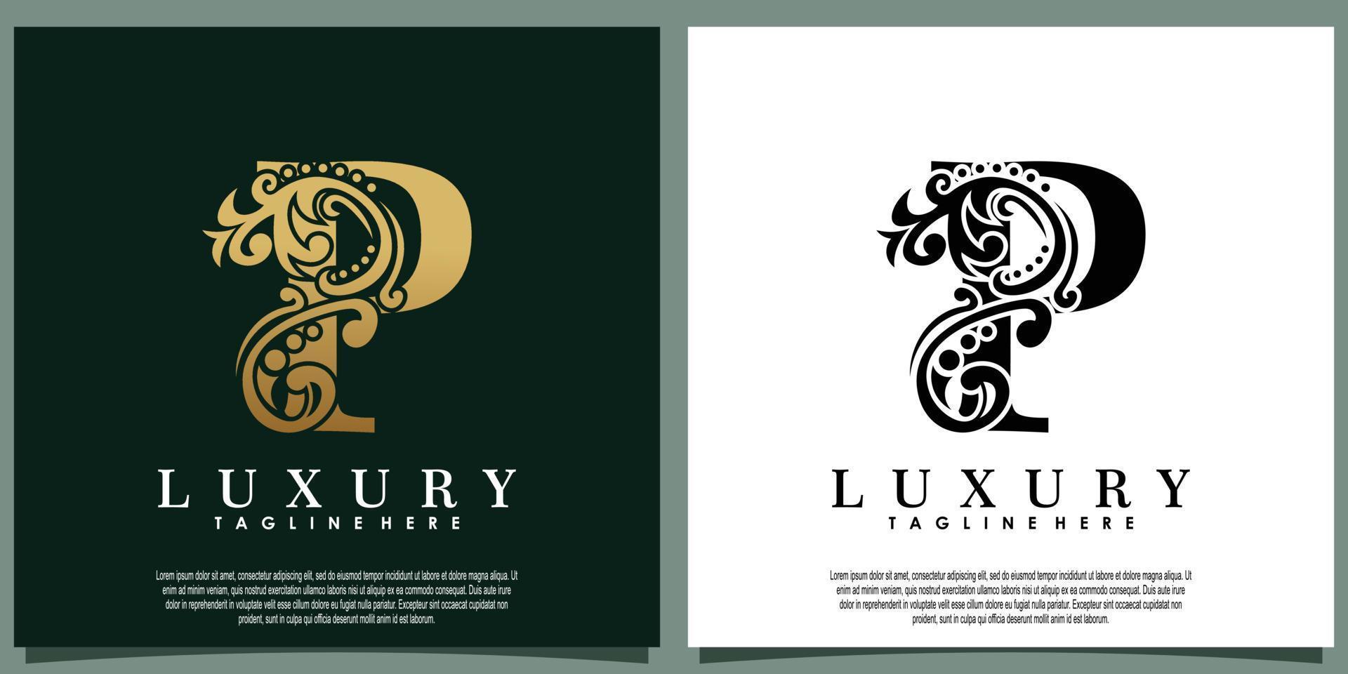 luxury logo design with initial letter P vector