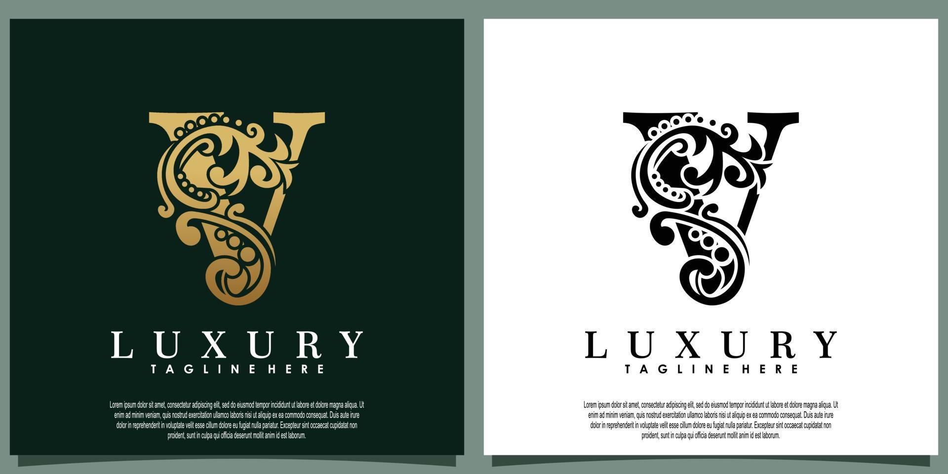 luxury logo design with initial letter V vector