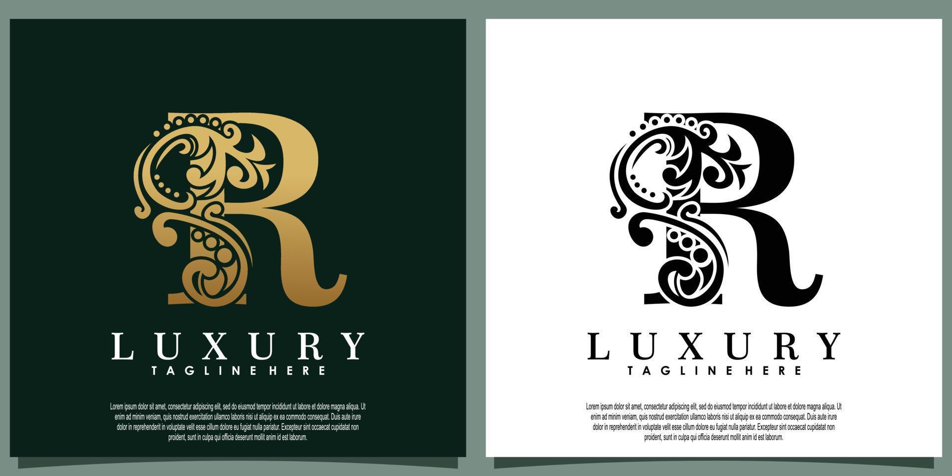 luxury logo design with initial letter R vector