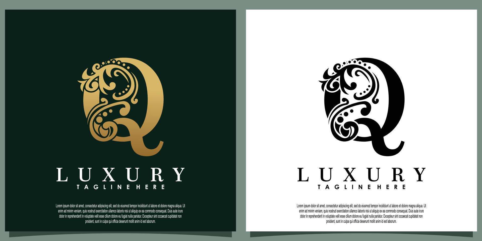 diseño de logotipo de lujo con letra inicial q vector