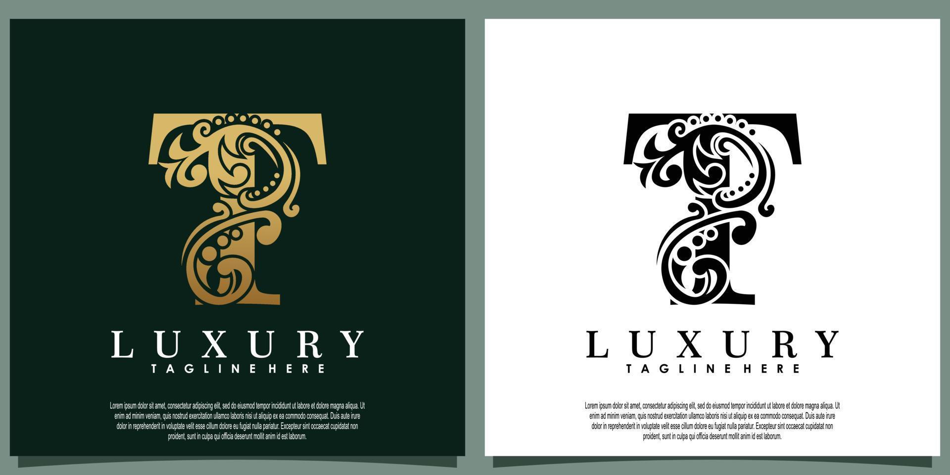 luxury logo design with initial letter T vector