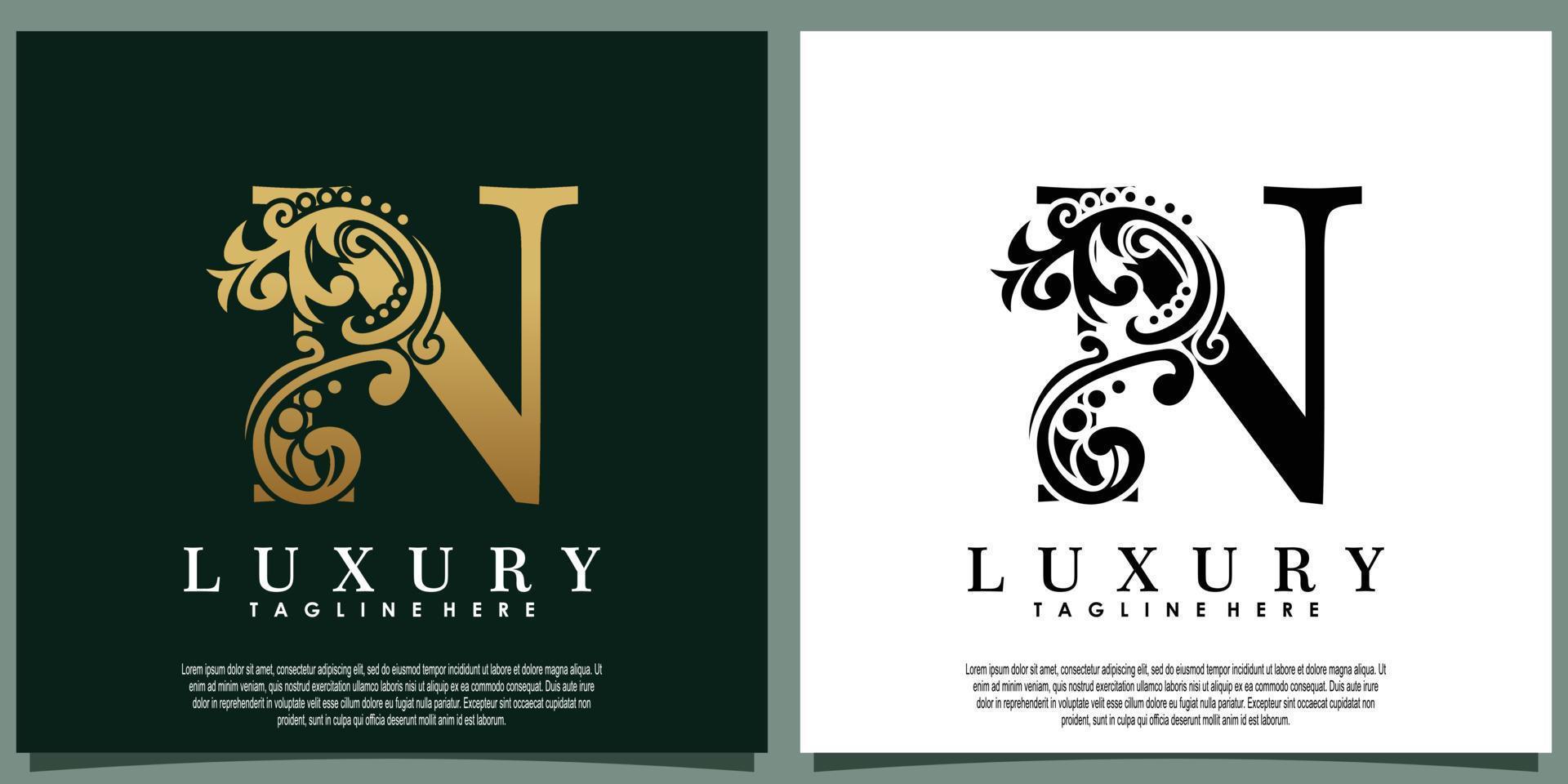 luxury logo design with initial letter N vector