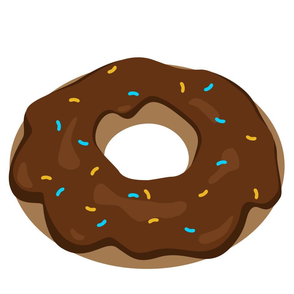 donut con glaseado de chocolate y chispas vector