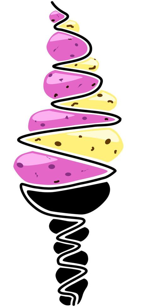 helado de fresa y vainilla con chispas vector