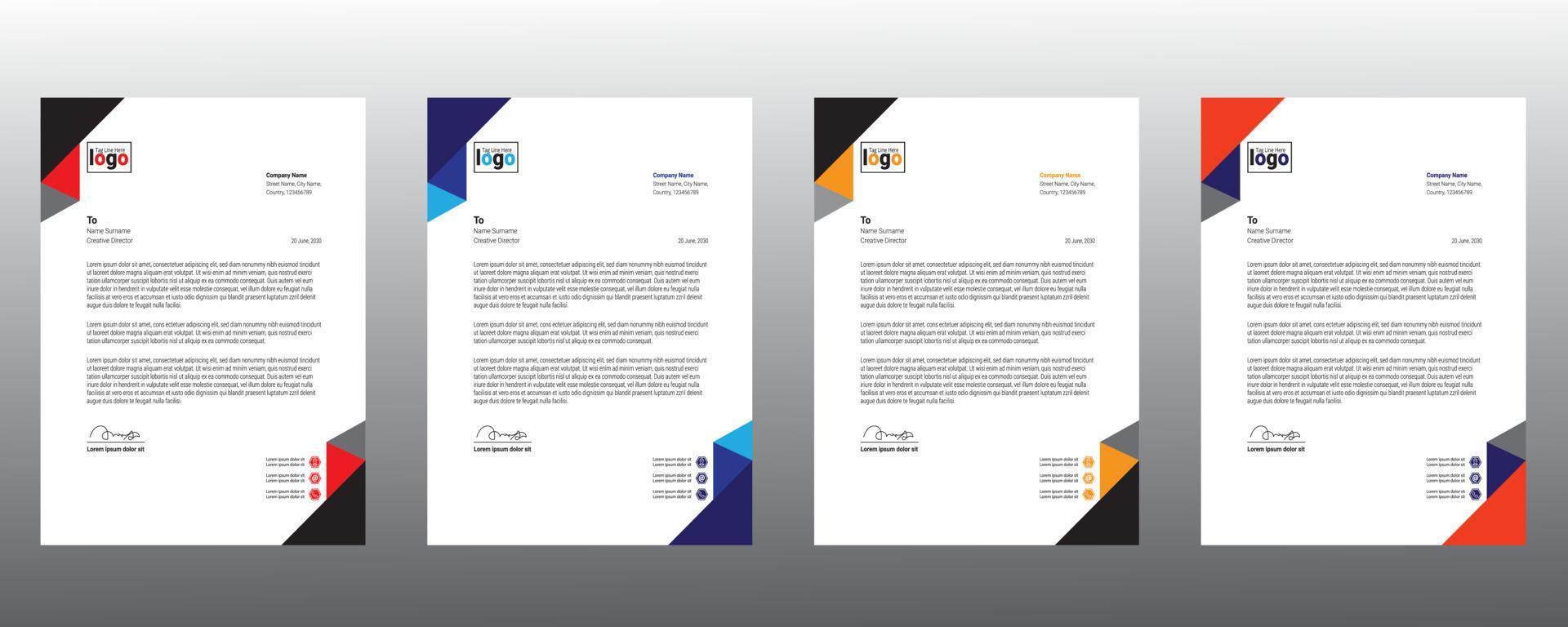 Modern Letterhead Design with clean blue color vector