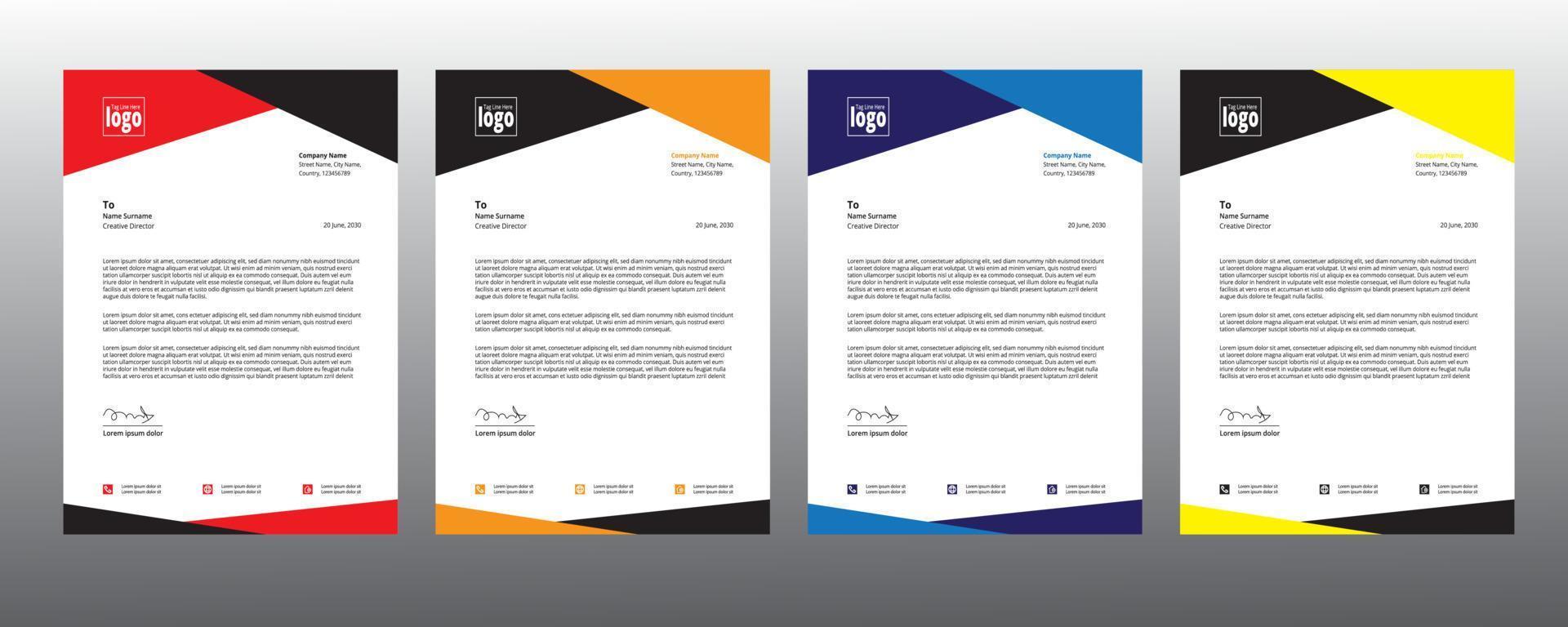 Corporate Letterhead Templates with Green Color Stripes. vector