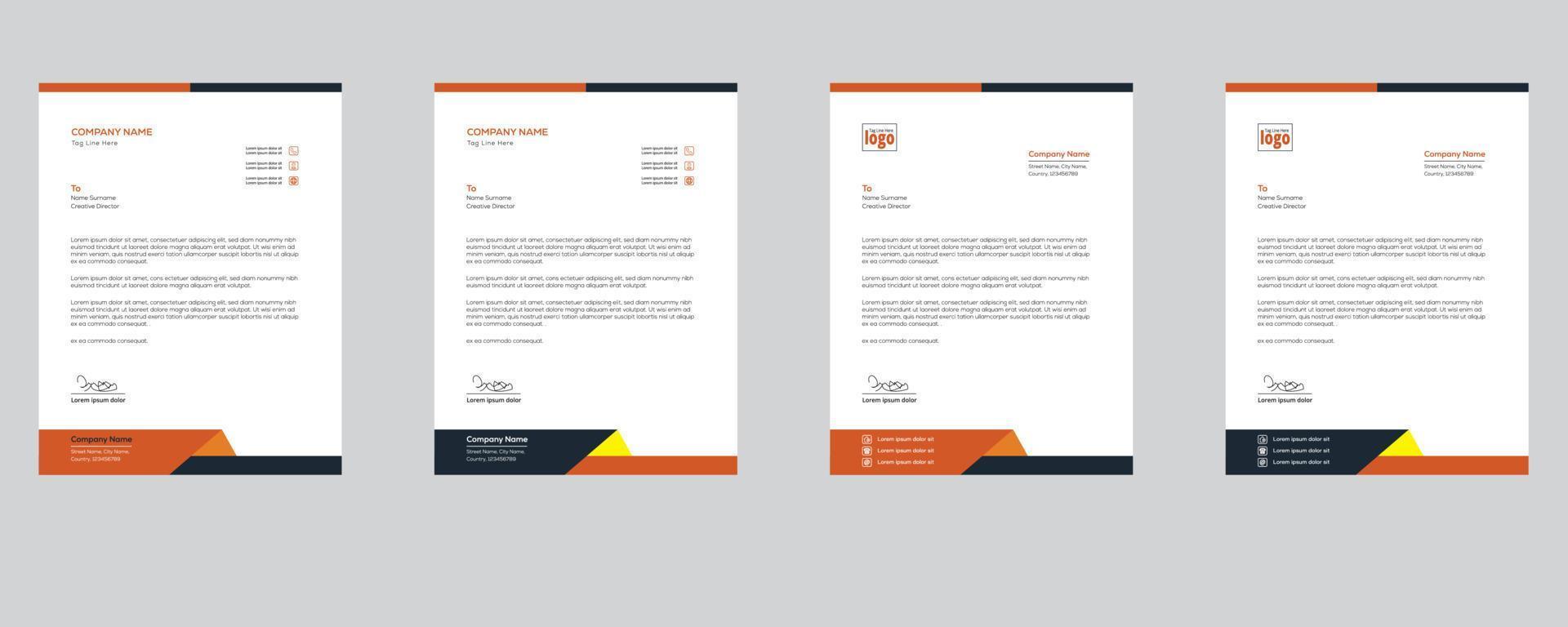 red Black and White Letterhead design vector