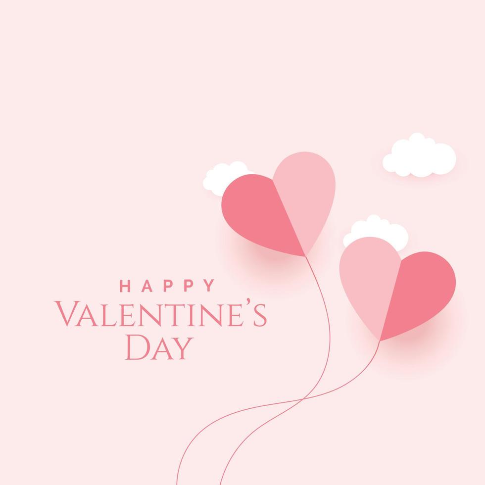 feliz día de san valentín pancarta con globos de amor volando en el cielo con fondo rosa-postal del día de san valentín con personas y globos voladores rosas sobre fondo blanco-cartel romántico vector