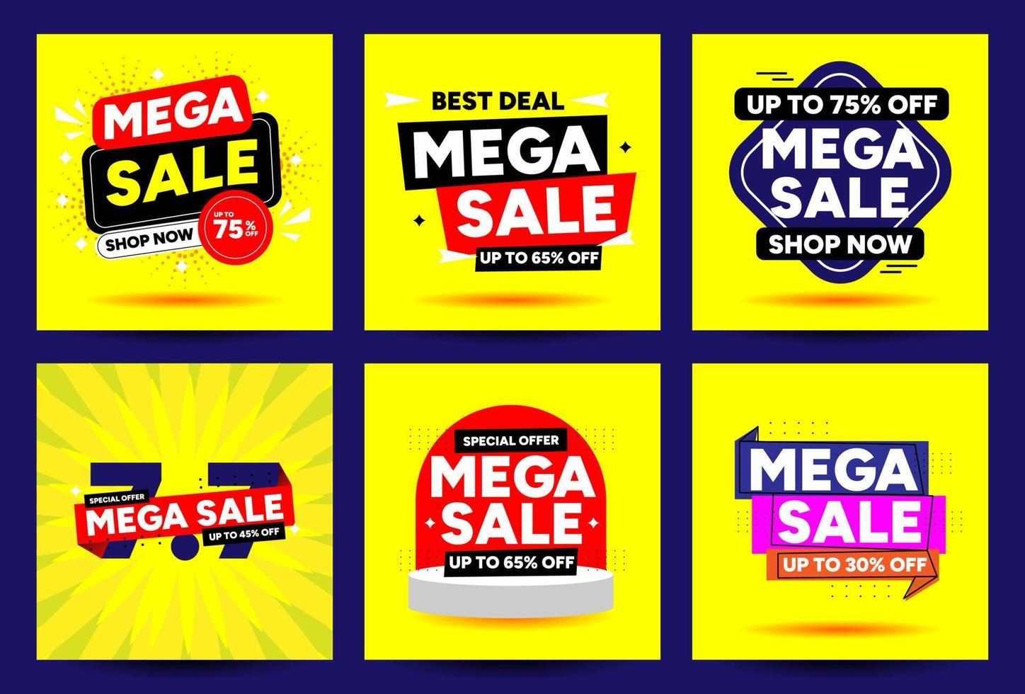 Mega sale banner template design, Big deal promotion special offer for promotion and advertising. Abstract comic badge vector illustration concept.