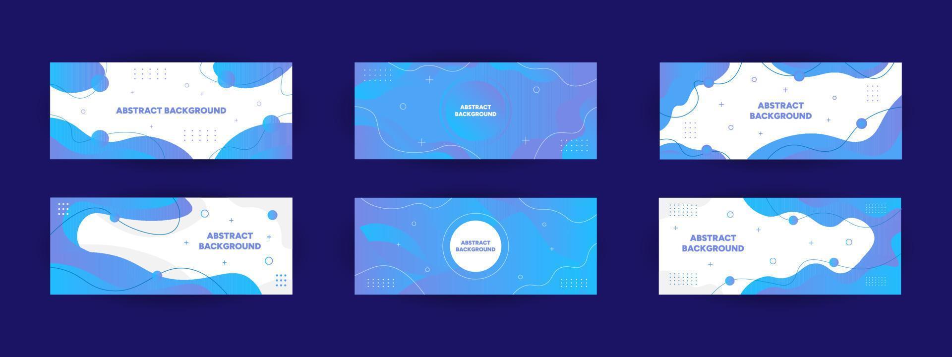 Collection of creative blue background banner vector with fluid and liquid abstract design for layout, poster and backdrop design template.