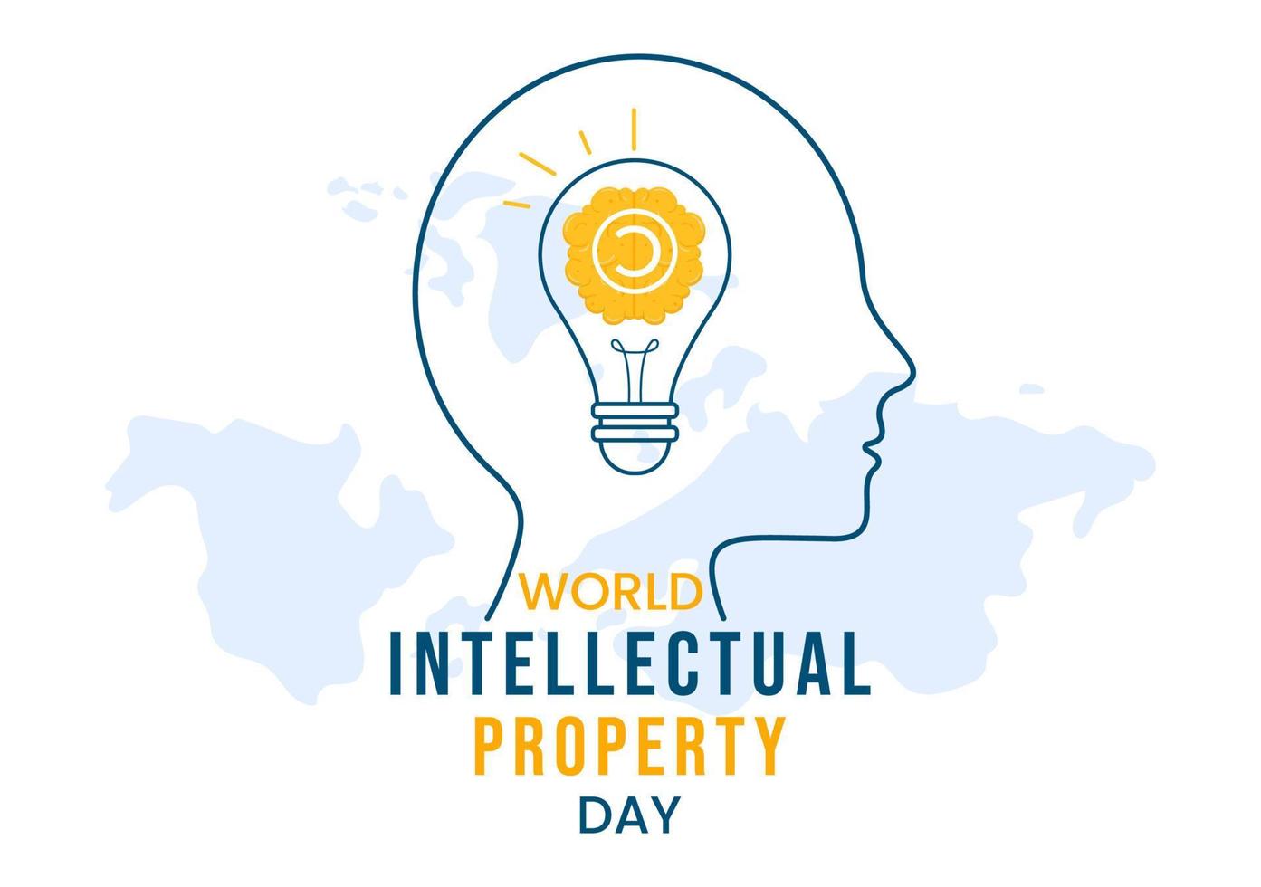 World Intellectual Property Day Illustration with Creativity and Light Bulb Idea for Web Banner or Landing Page in Flat Cartoon Hand Drawn Templates vector