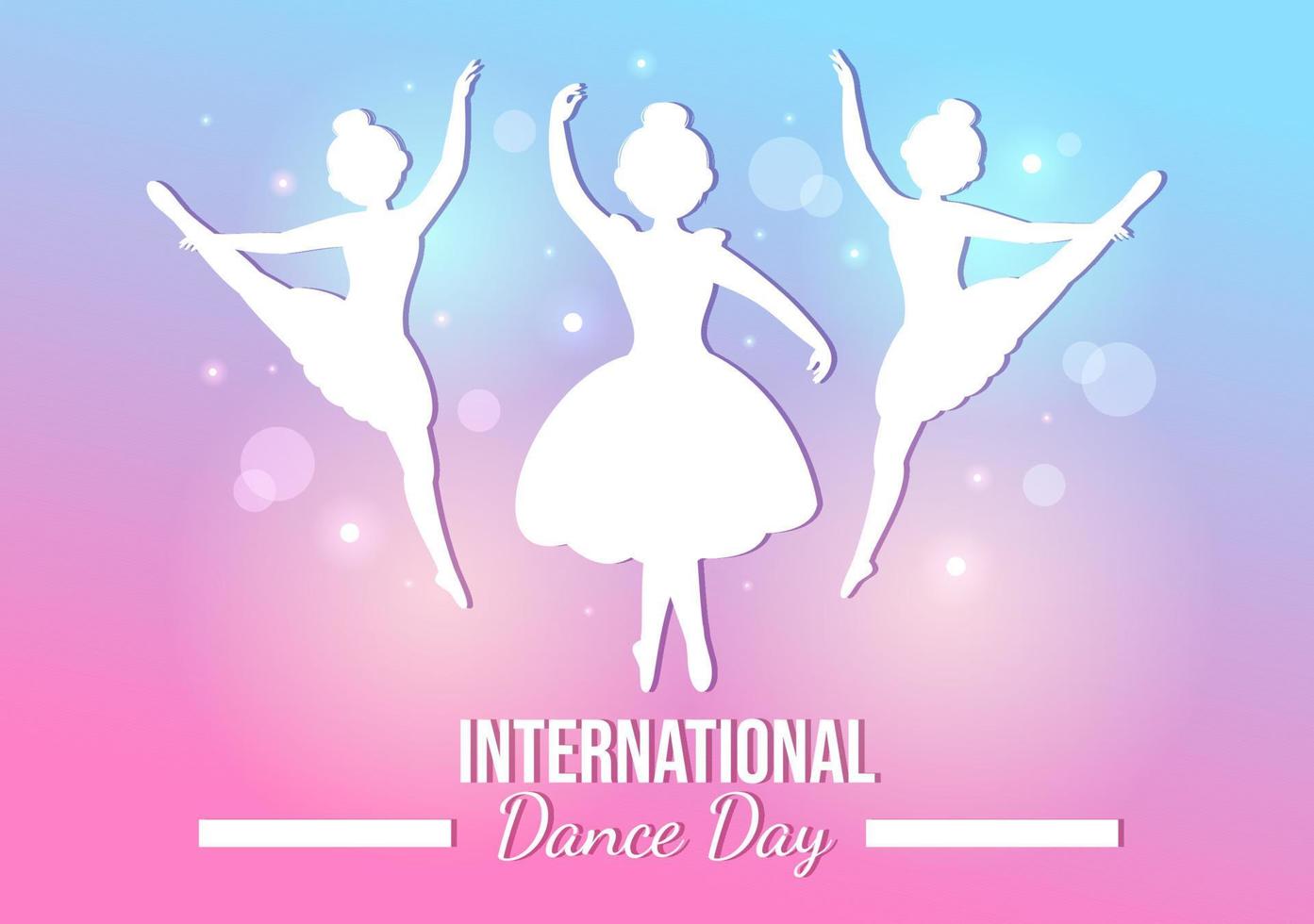 International Dance Day Illustration with Professional Dancing Performing Couple or Single in Flat Cartoon Hand Drawn for Landing Page Templates vector