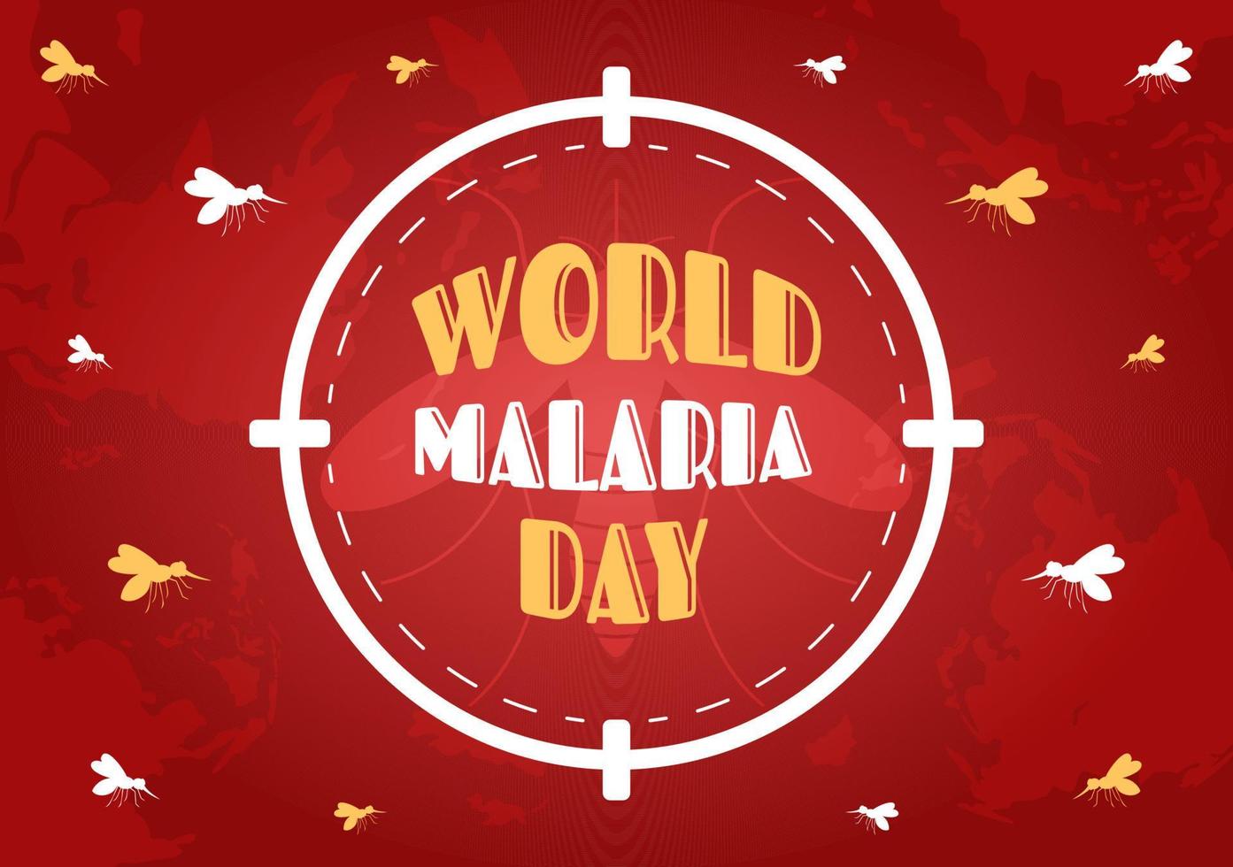 ilustración del día mundial de la malaria el 25 de abril con la tierra protegida de los mosquitos en dibujos animados planos dibujados a mano para banner web o plantillas de página de destino vector