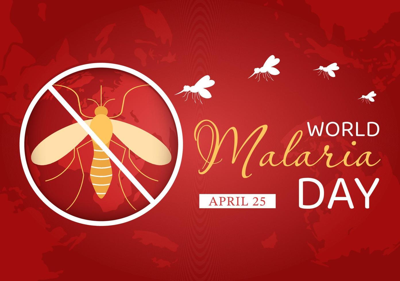 World Malaria Day on April 25 Illustration with Earth Protected from Mosquitoes in Flat Cartoon Hand Drawn for Web Banner or Landing Page Templates vector
