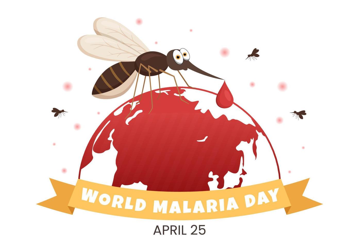 World Malaria Day on April 25 Illustration with Earth Protected from Mosquitoes in Flat Cartoon Hand Drawn for Web Banner or Landing Page Templates vector