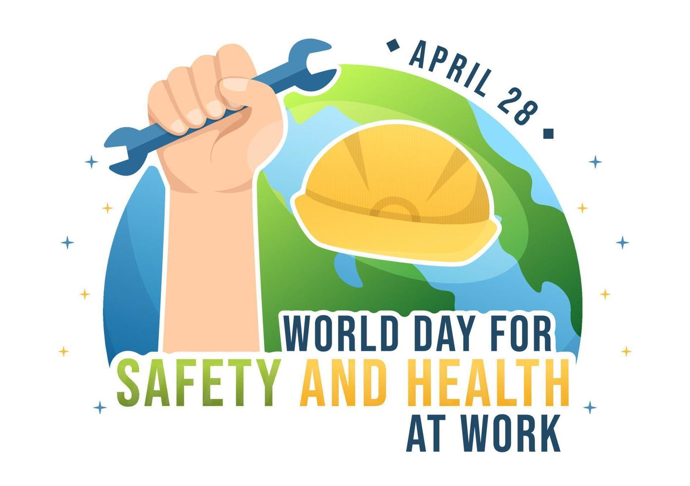 World Day Of Safety and Health at Work on April 28 Illustration with Mechanic Tool in Flat Cartoon Hand Drawn for Web Banner or Landing Page Template vector