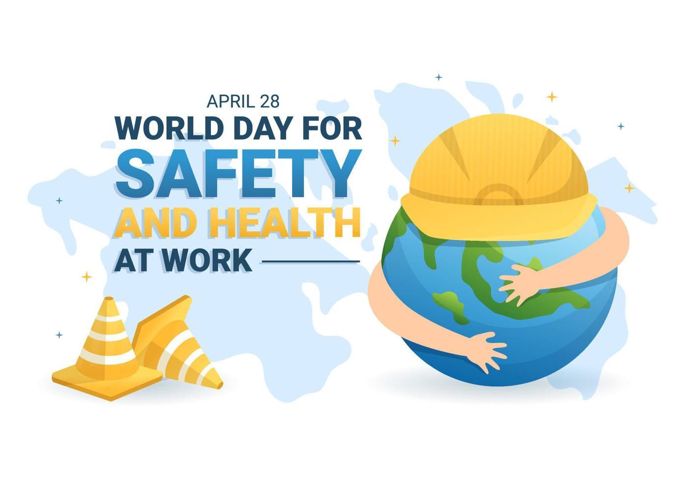 día mundial de la seguridad y la salud en el trabajo el 28 de abril ilustración con herramienta mecánica en caricatura plana dibujada a mano para banner web o plantilla de página de destino vector