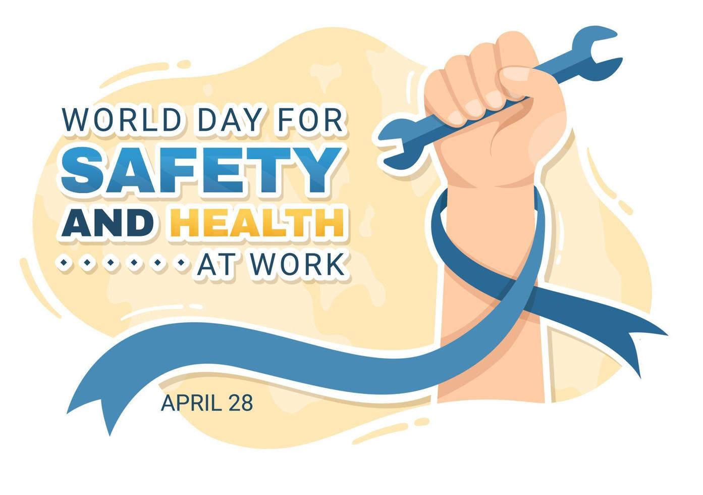 World Day Of Safety and Health at Work on April 28 Illustration with Mechanic Tool in Flat Cartoon Hand Drawn for Web Banner or Landing Page Template vector