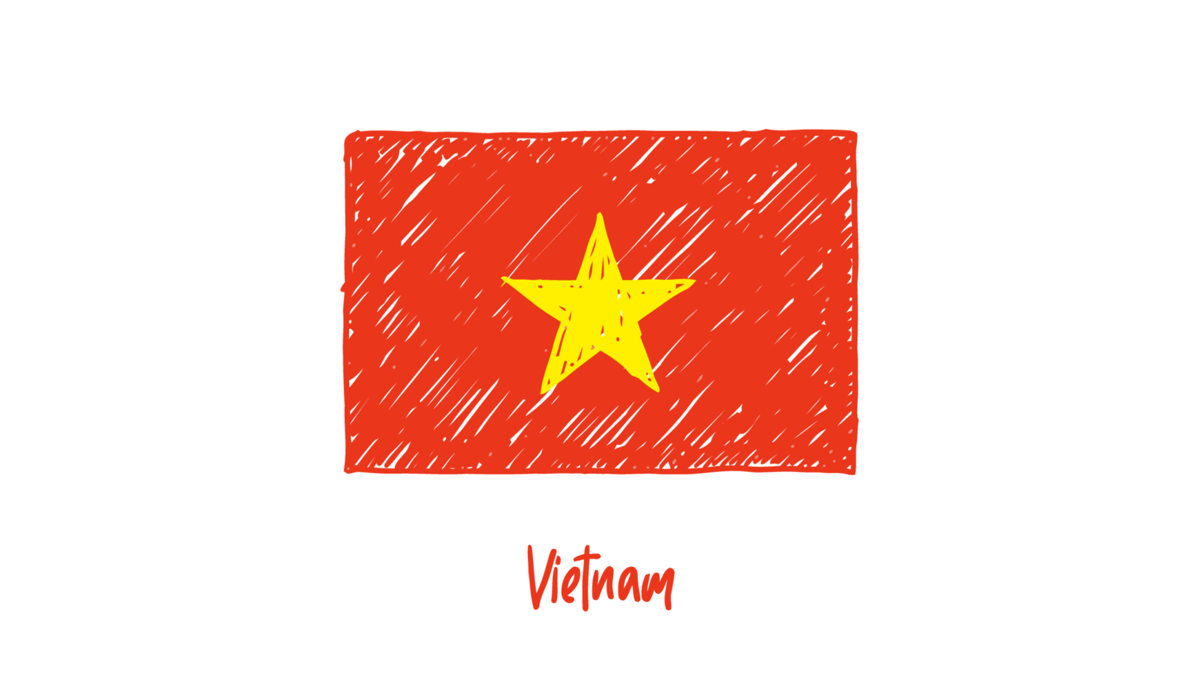 Vietnam nationaal land vlag potlood kleur schetsen illustratie met transparant achtergrond png