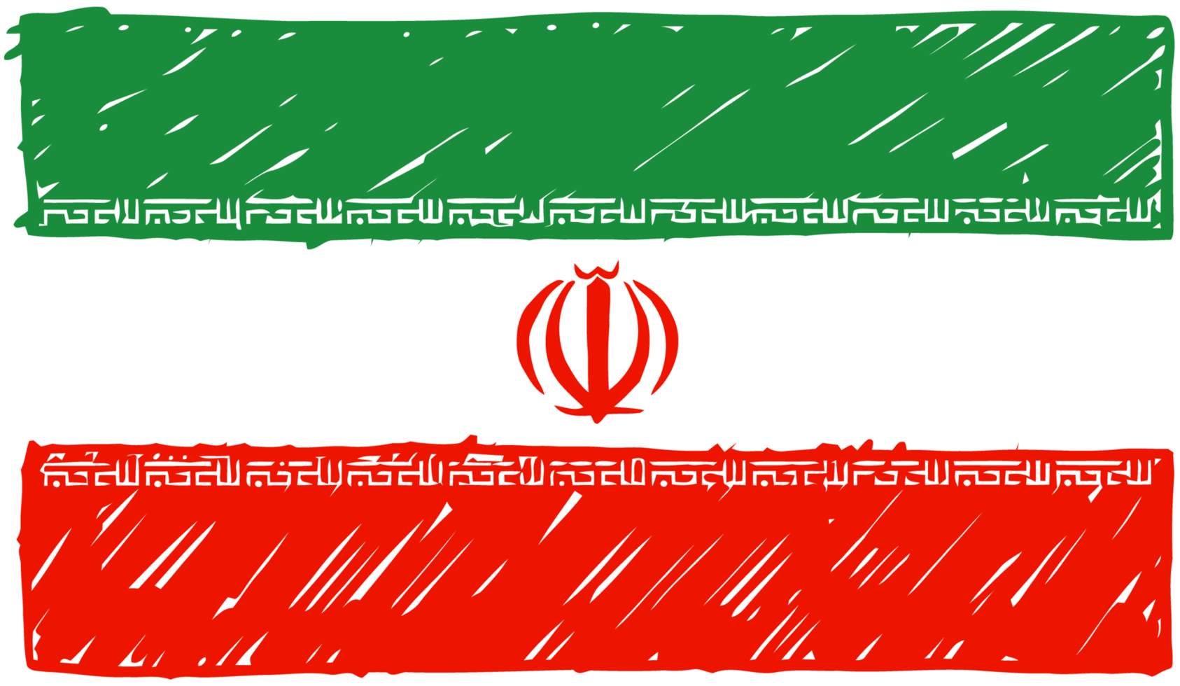 Iran National Country Flag Pencil Color Sketch Illustration with Transparent Background png