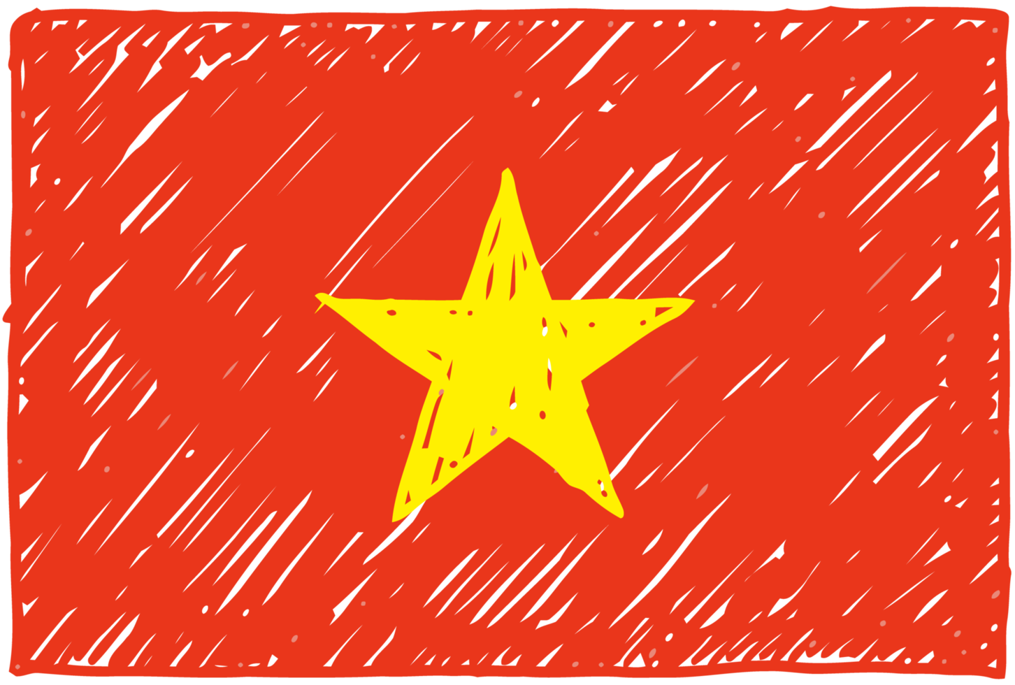 Vietnam nationaal land vlag potlood kleur schetsen illustratie met transparant achtergrond png