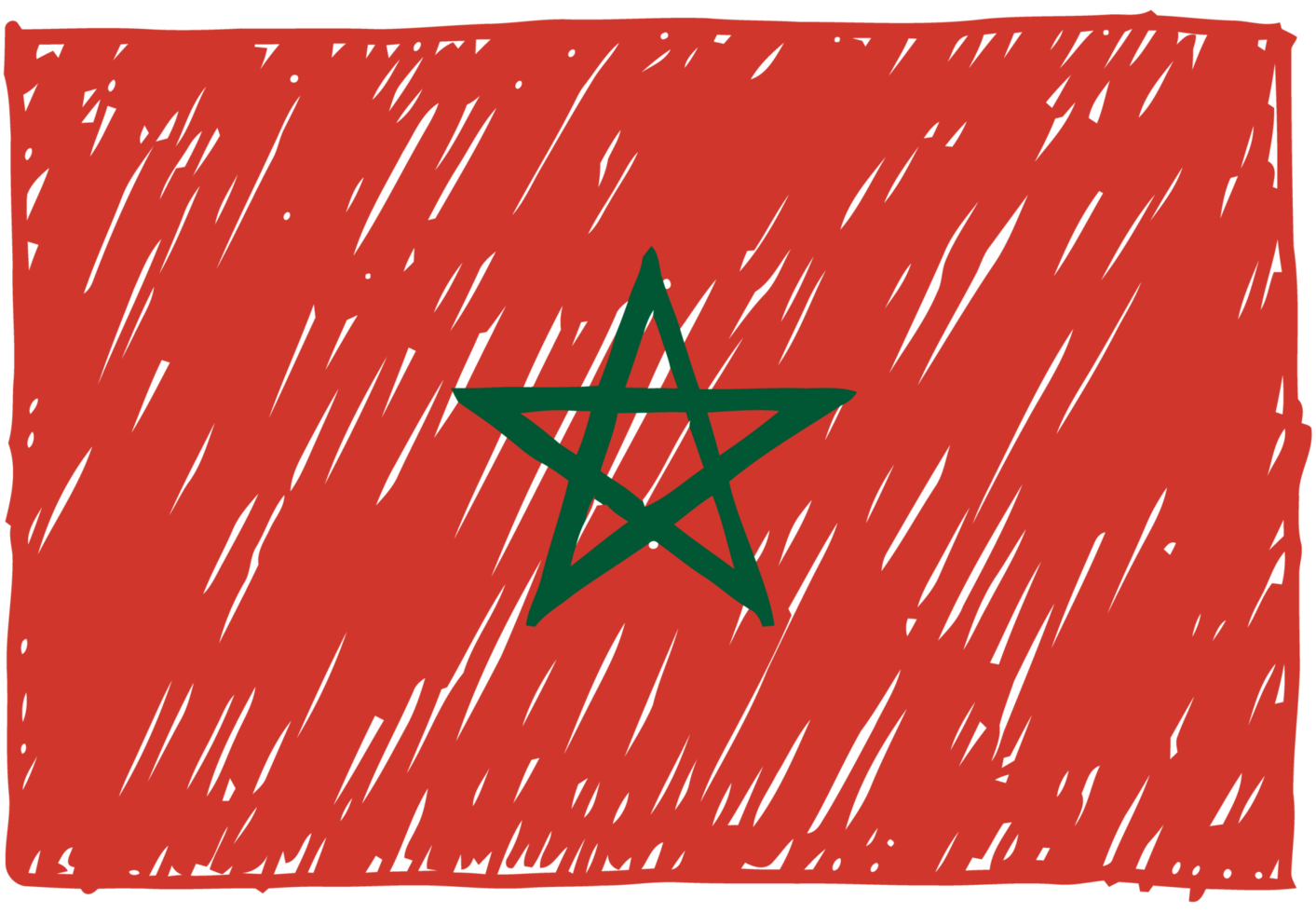 ilustração de esboço de cor de lápis de bandeira de país nacional de marrocos com fundo transparente png