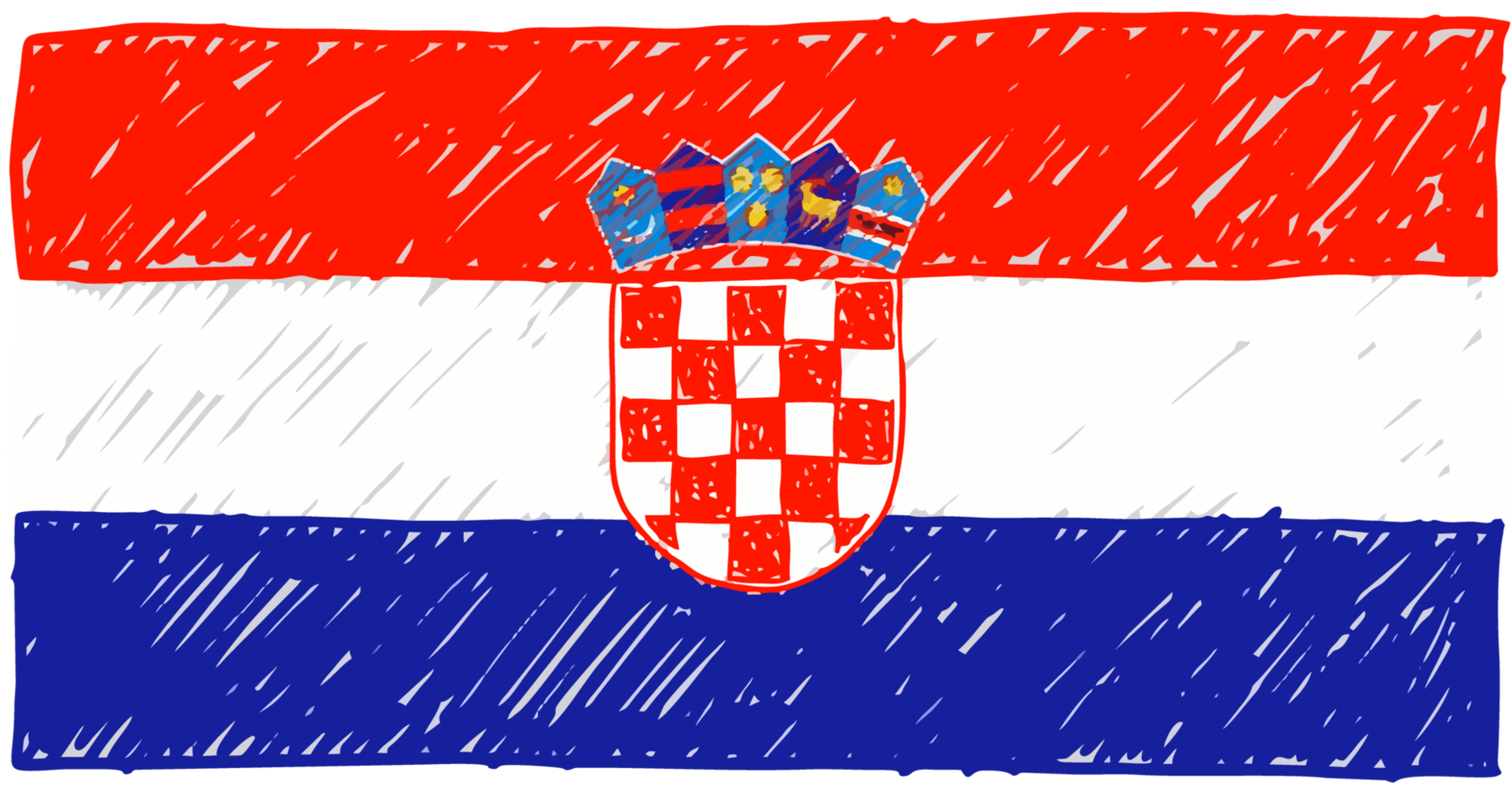 kroatien nationell Land flagga penna Färg skiss illustration med transparent bakgrund png