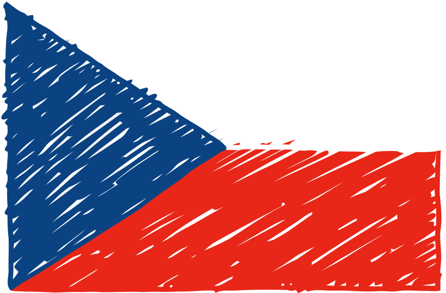 nationale landesflagge der tschechischen republik bleistiftfarbskizzenillustration mit transparentem hintergrund png