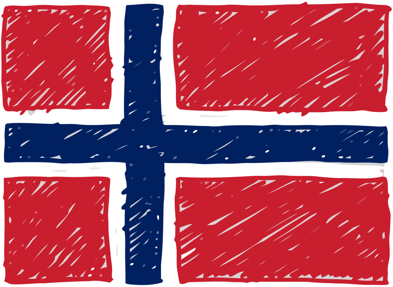 Norway National Country Flag Pencil Color Sketch Illustration with Transparent Background png