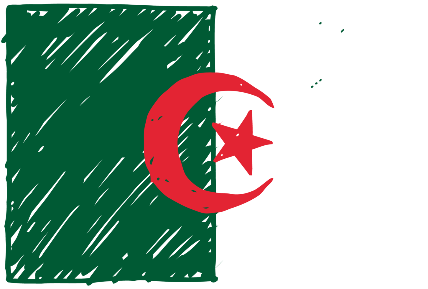 Algeria National Country Flag Pencil Color Sketch Illustration with Transparent Background png