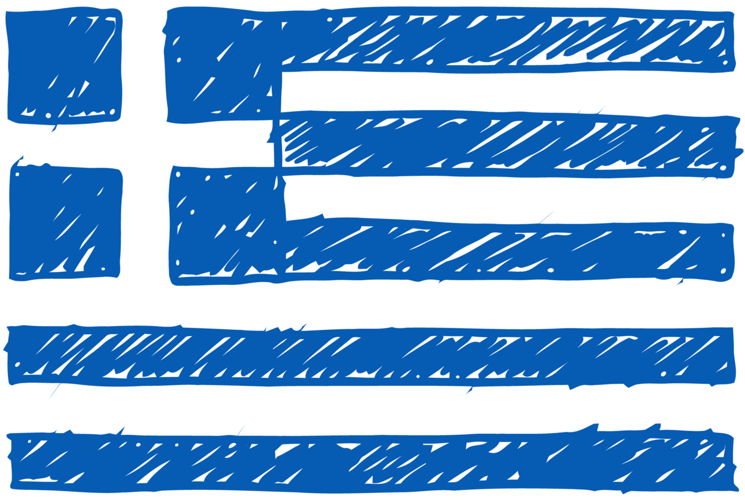 Greece National Country Flag Pencil Color Sketch Illustration with Transparent Background png