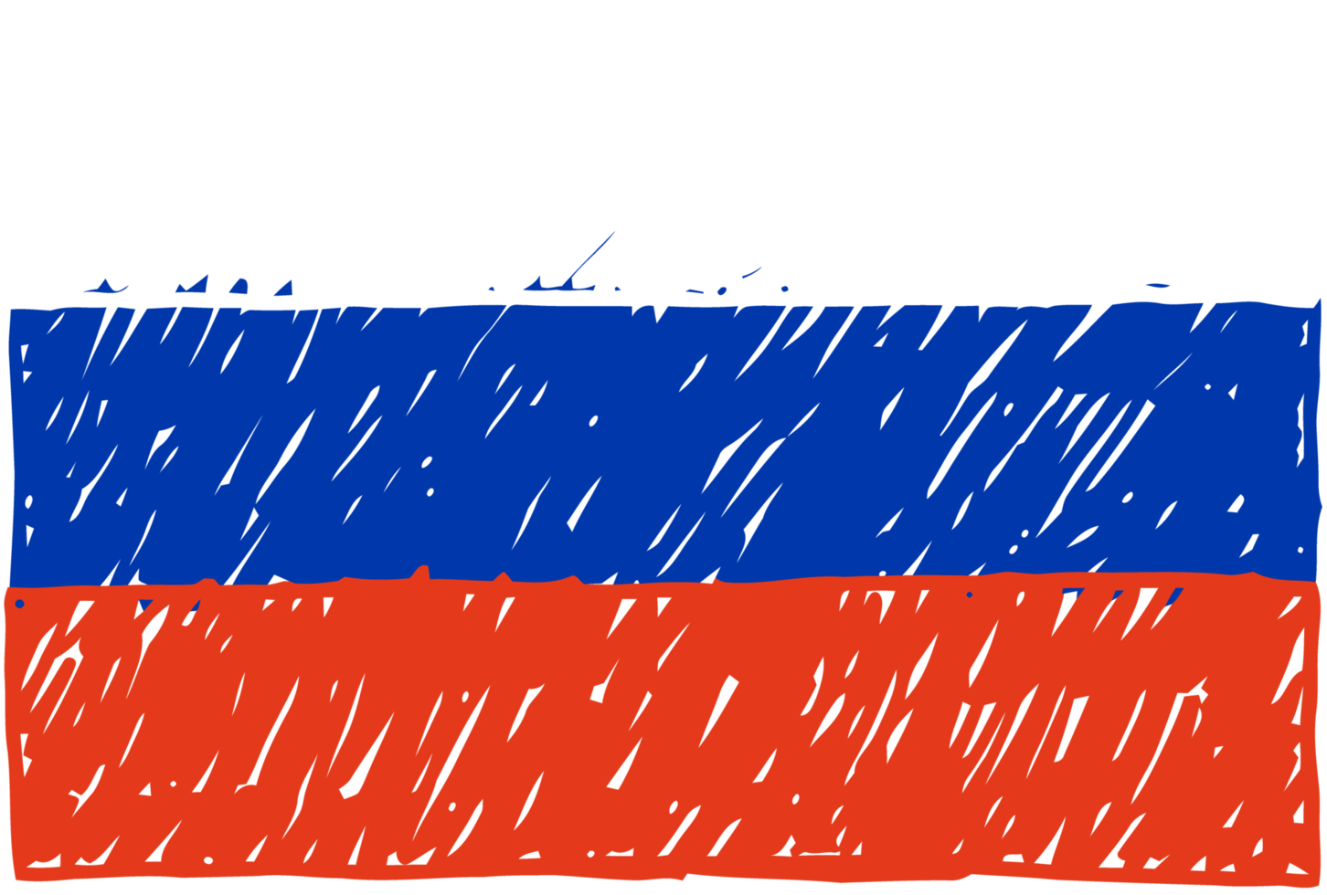 Russia National Country Flag Pencil Color Sketch Illustration with Transparent Background png
