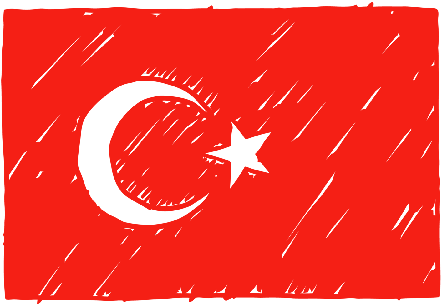 Turkey National Country Flag Pencil Color Sketch Illustration with Transparent Background png