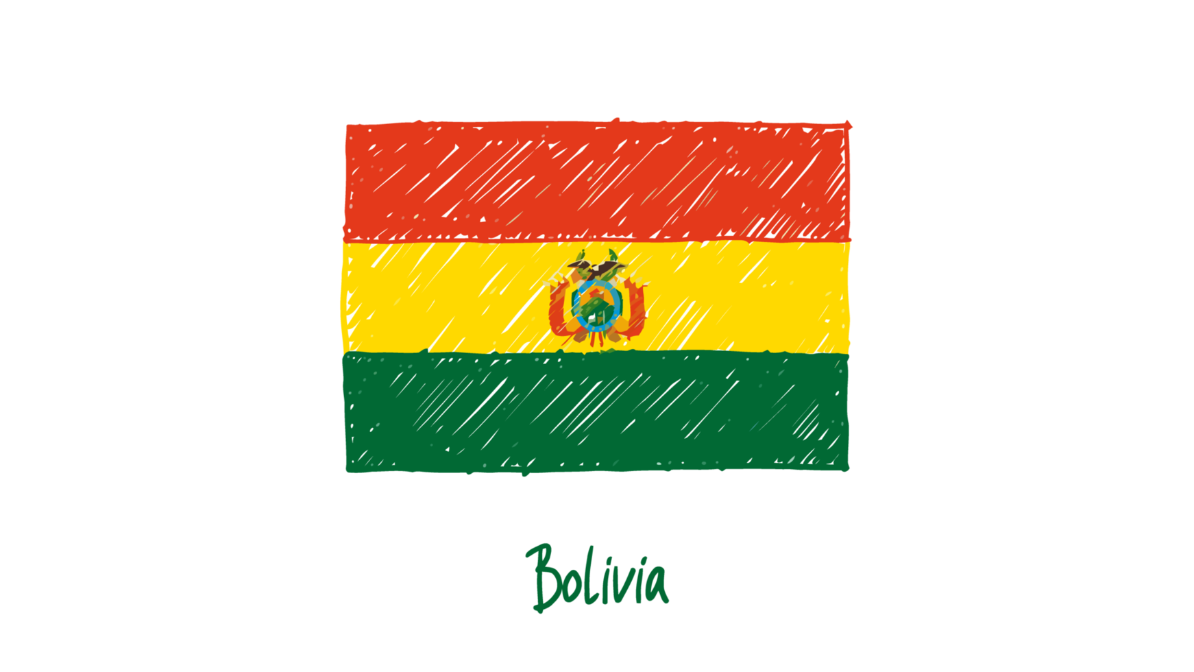 Ecuador nationaal land vlag potlood kleur schetsen illustratie met transparant achtergrond png
