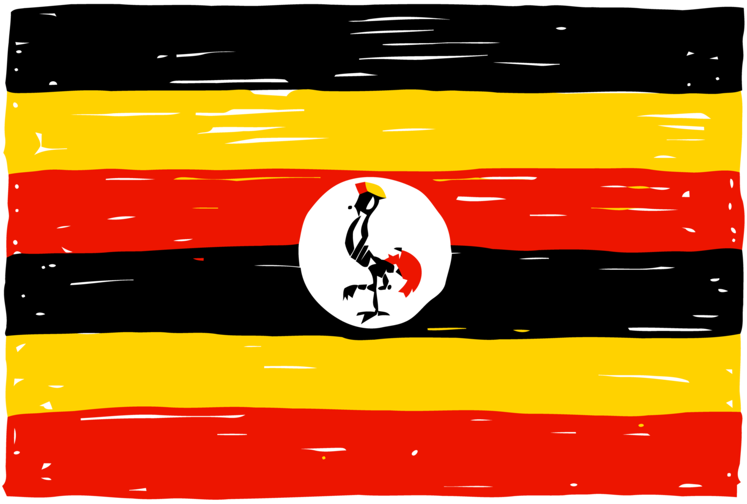 Uganda National Country Flag Pencil Color Sketch Illustration with Transparent Background png