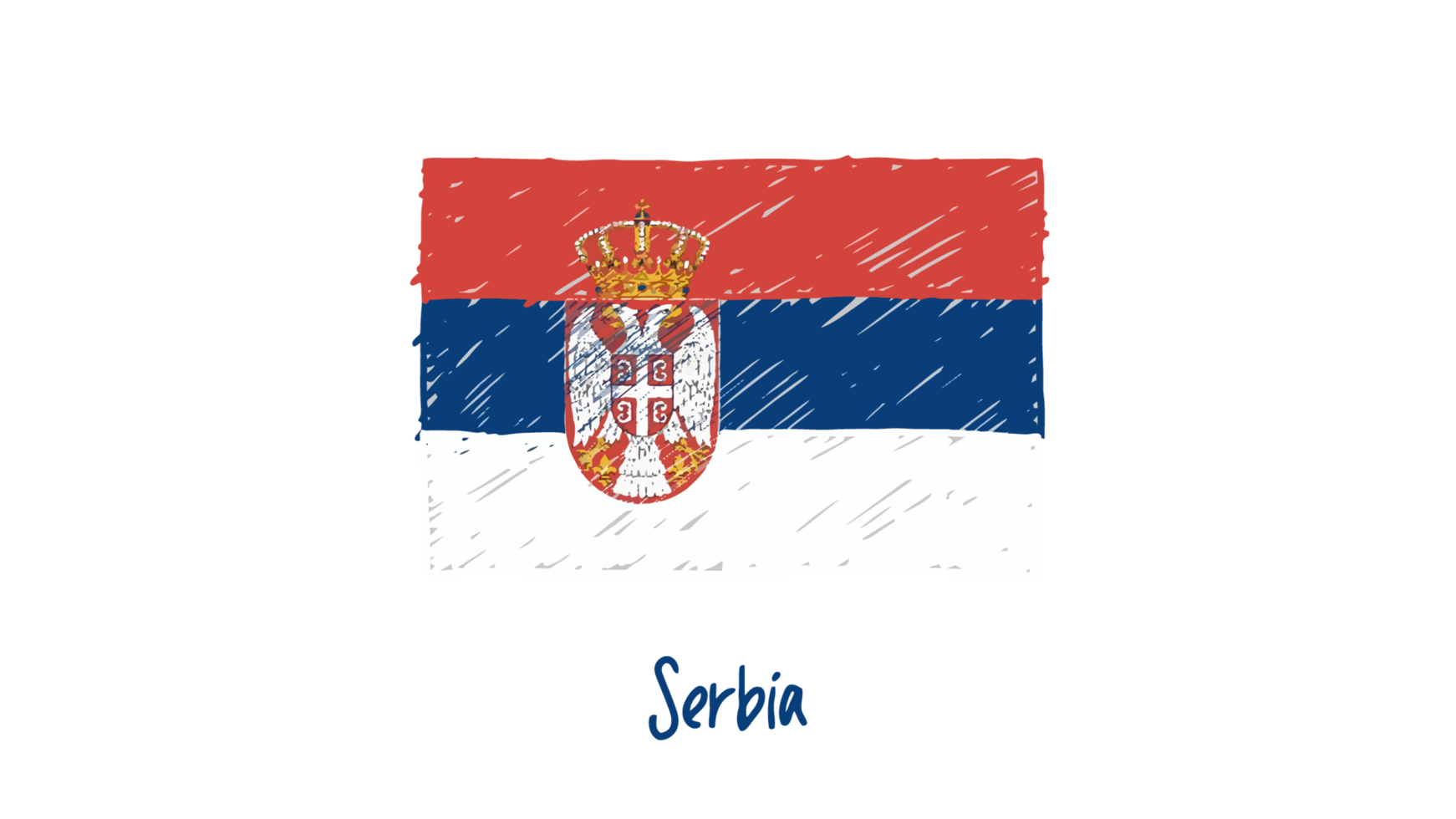 Serbia National Country Flag Pencil Color Sketch Illustration with Transparent Background png