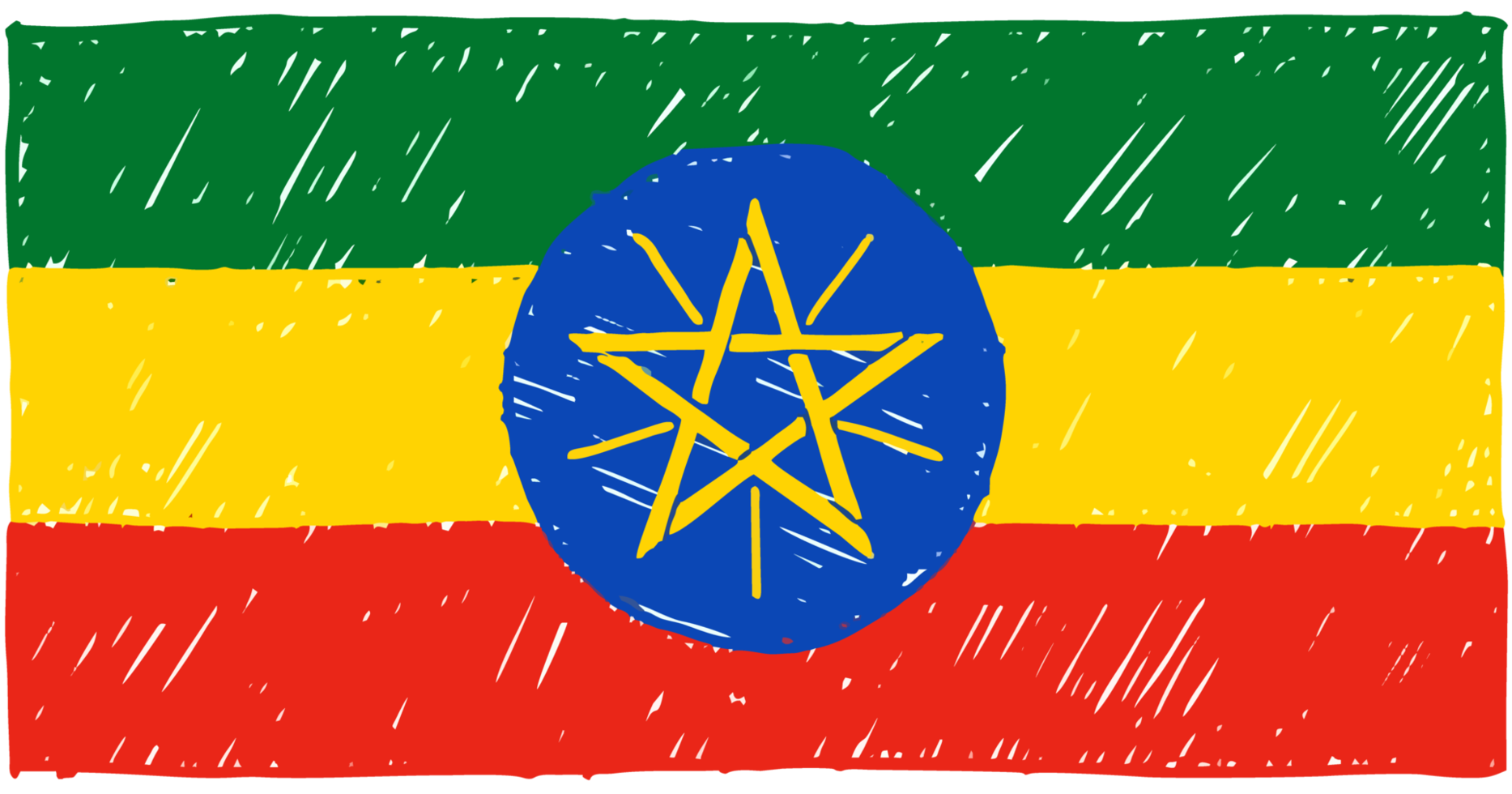 ethiopie pays drapeau crayon couleur croquis illustration avec fond transparent png