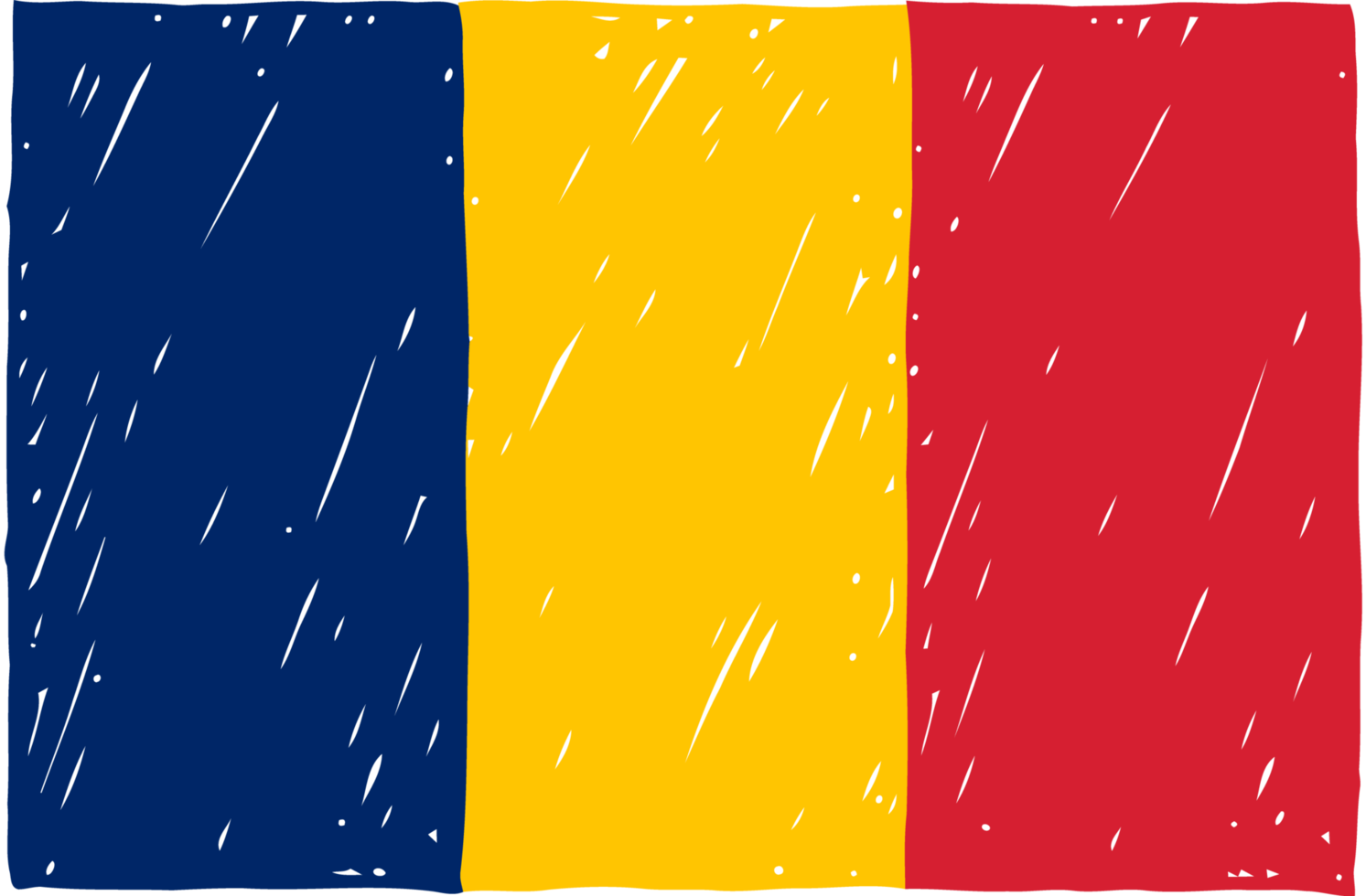 Chad National Country Flag Pencil Color Sketch Illustration with Transparent Background png