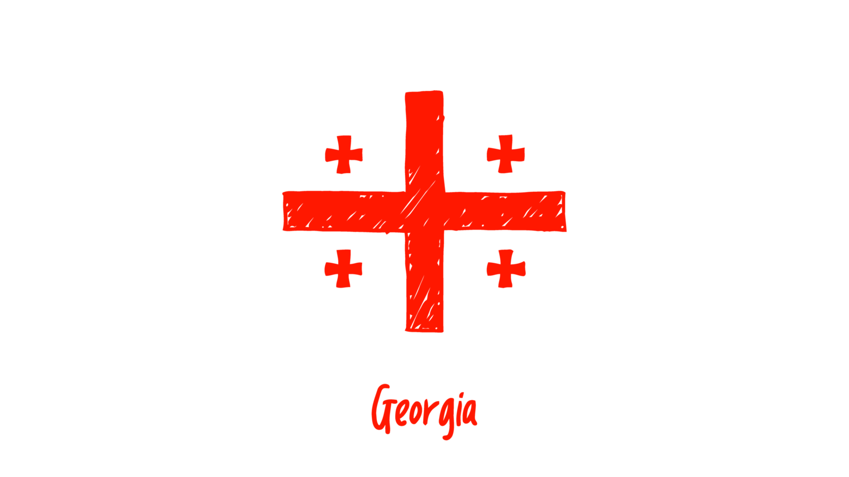 Georgia nazionale nazione bandiera matita colore schizzo illustrazione con trasparente sfondo png