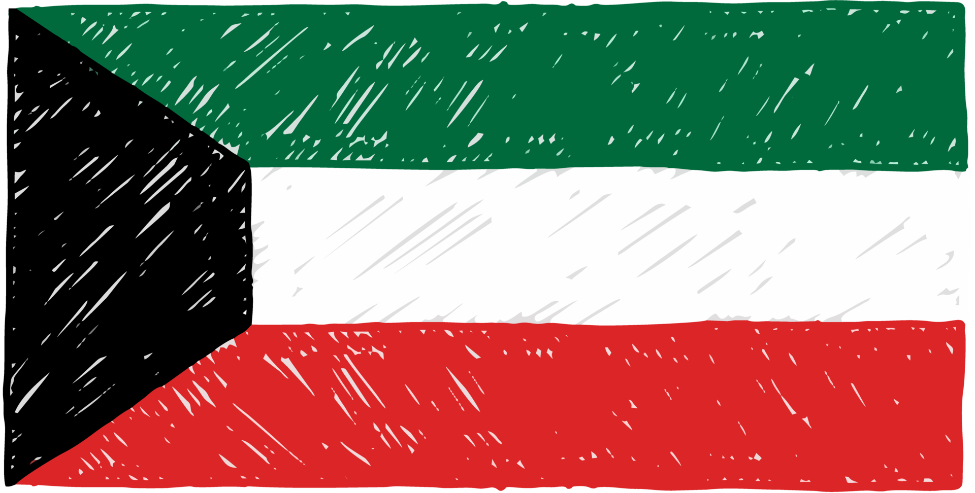 kuwait nationell Land flagga penna Färg skiss illustration med transparent bakgrund png