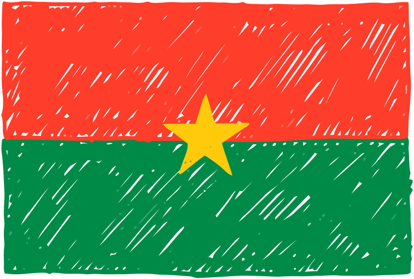 ilustração de esboço de cor de lápis de bandeira nacional de burkina faso com fundo transparente png