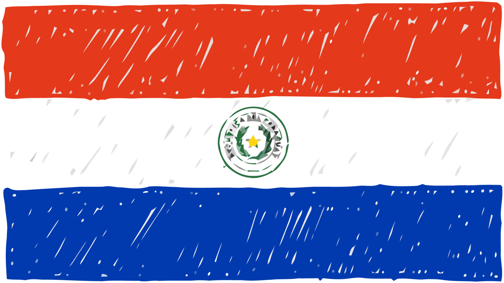 ilustración de boceto de color de lápiz de bandera de país nacional de paraguay con fondo transparente png