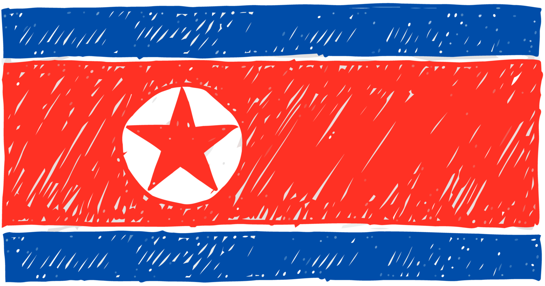 Nort Korea National Country Flag Pencil Color Sketch Illustration with Transparent Background png