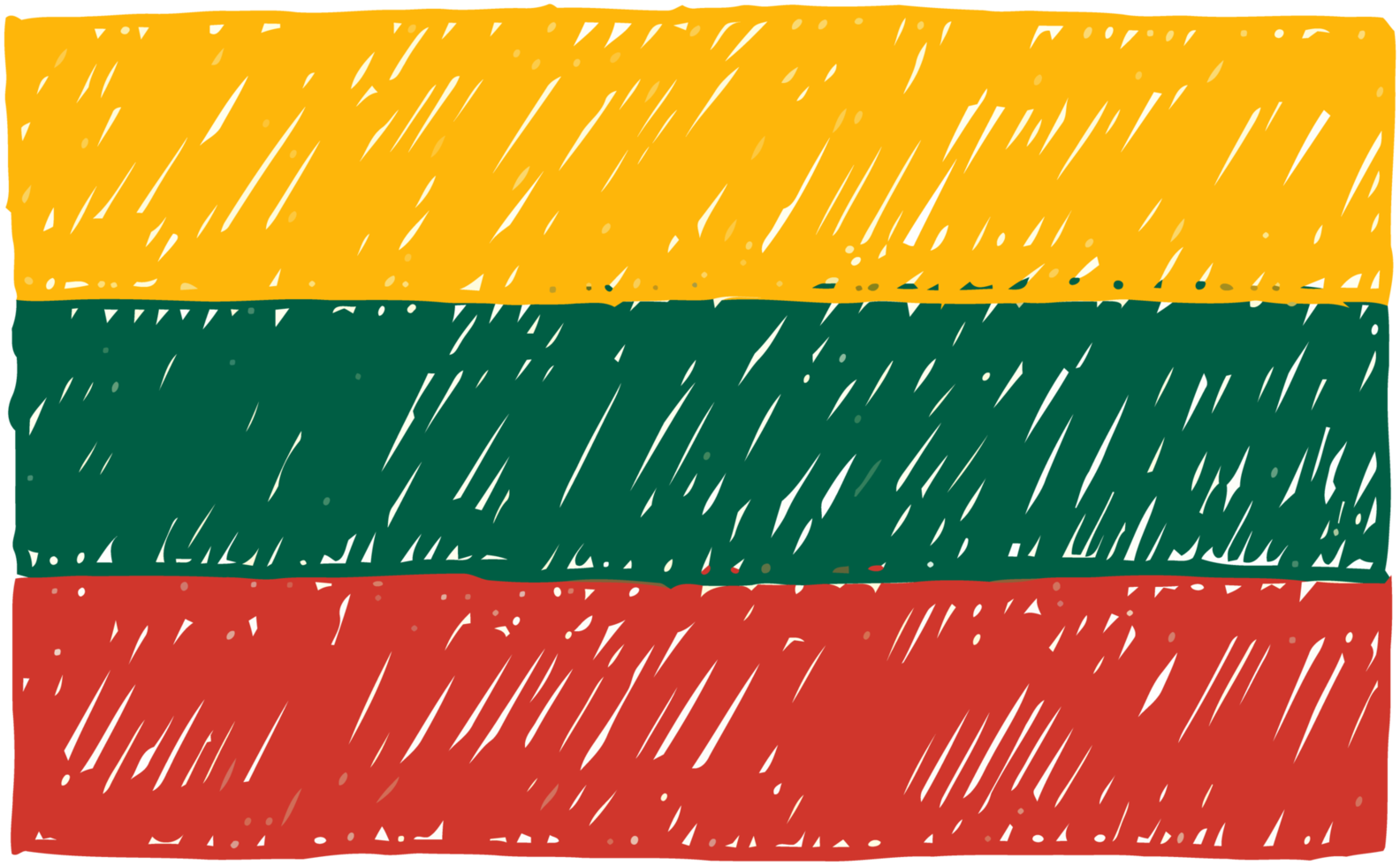 Lithuania National Country Flag Pencil Color Sketch Illustration with Transparent Background png